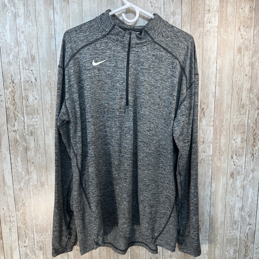 Nike Dri-FIT Pullover 1/4 Zip Mock Neck Athletic Top - Mens Size XL‎ Gray Black